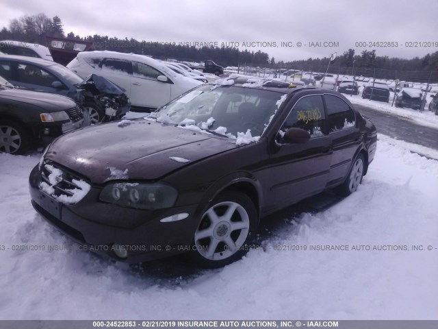 JN1CA31A41T102259 - 2001 NISSAN MAXIMA GXE/SE/GLE/20TH ANNIV BURGUNDY photo 2