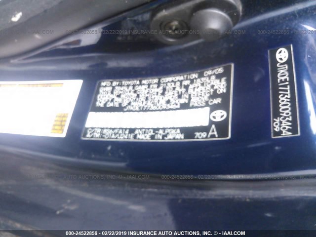 JTKDE177360093464 - 2006 TOYOTA SCION TC ლურჯი ფოტო 9