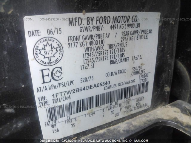 1FT7W2B64GEA05340 - 2016 FORD F250 SUPER DUTY GRAY photo 9