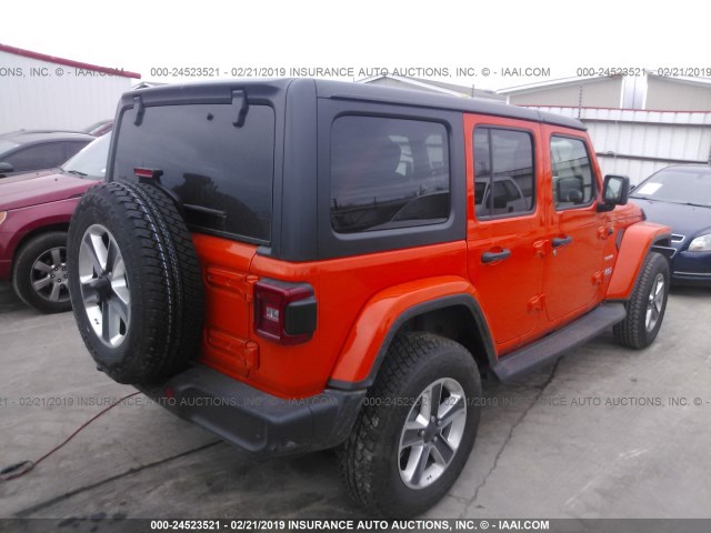 1C4HJXEN3JW221331 - 2018 JEEP WRANGLER UNLIMITE SAHARA ORANGE photo 4