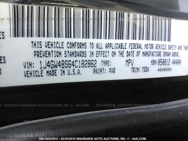 1J4GW48S64C182862 - 2004 JEEP GRAND CHEROKEE LAREDO/COLUMBIA/FREEDOM 黑色 照片 9