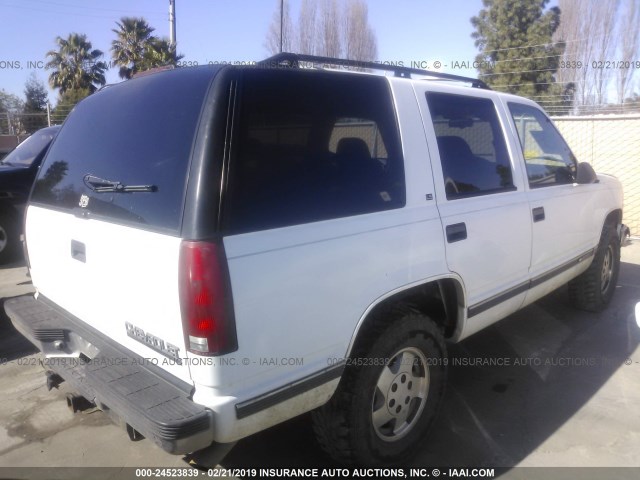 1GNEK13K1SJ367013 - 1995 CHEVROLET TAHOE K1500 WHITE photo 4