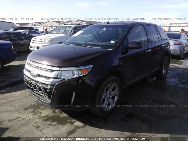 2FMDK3JC0BBA88695 - 2011 FORD EDGE SEL BURGUNDY photo 2