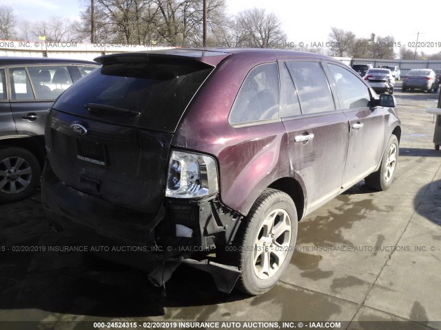 2FMDK3JC0BBA88695 - 2011 FORD EDGE SEL BURGUNDY photo 4