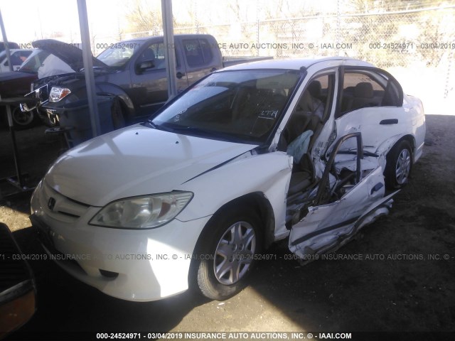 2HGES16415H559187 - 2005 HONDA CIVIC DX WHITE photo 2