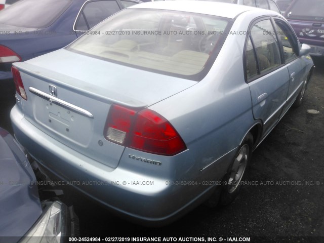 JHMES96653S022860 - 2003 HONDA CIVIC HYBRID Light Blue photo 4