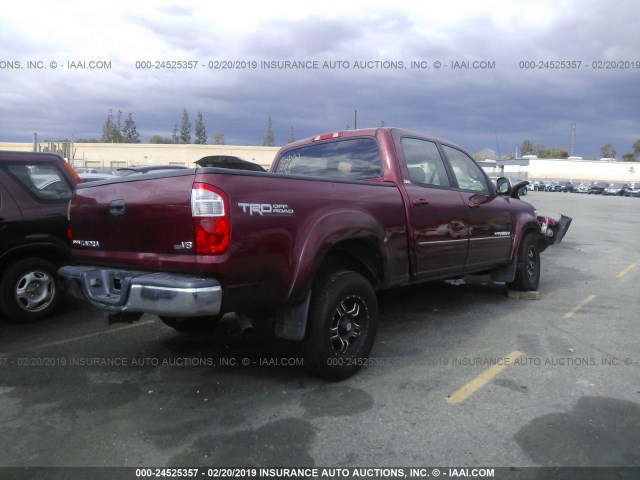 5TBET34166S520106 - 2006 TOYOTA TUNDRA DOUBLE CAB SR5 MAROON photo 4