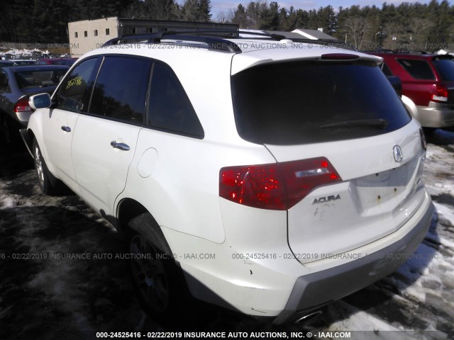 2HNYD28498H557159 - 2008 ACURA MDX TECHNOLOGY WHITE photo 3