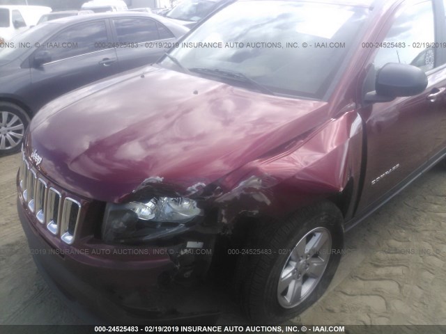 1C4NJCBAXED507658 - 2014 JEEP COMPASS SPORT MAROON photo 6