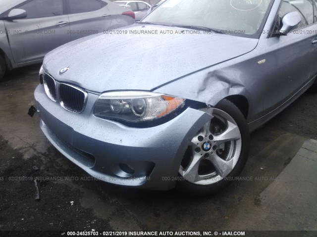 WBAUP7C56CVP23420 - 2012 BMW 128 I Light Blue photo 6