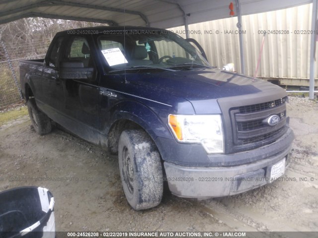 1FTEX1CM0EFC47805 - 2014 FORD F150 SUPER CAB BLUE photo 1