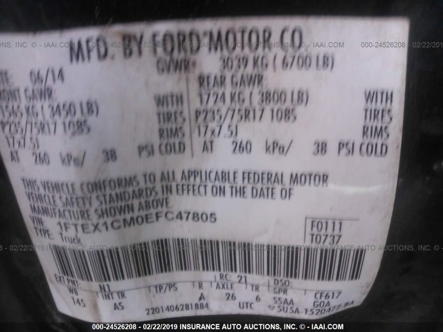 1FTEX1CM0EFC47805 - 2014 FORD F150 SUPER CAB BLUE photo 9