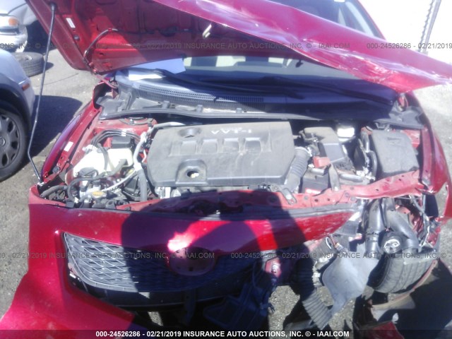 1NXBU4EE0AZ256198 - 2010 TOYOTA COROLLA S/LE/XLE RED photo 10