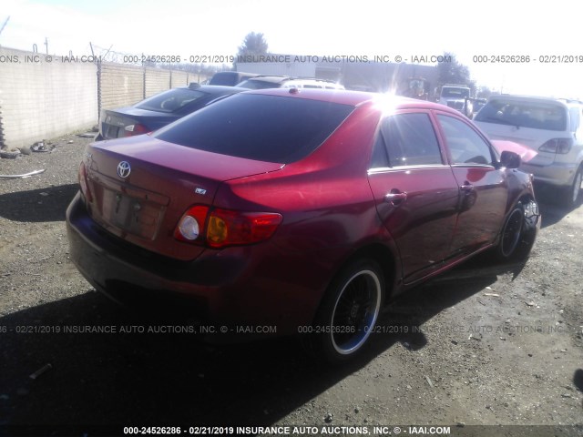 1NXBU4EE0AZ256198 - 2010 TOYOTA COROLLA S/LE/XLE RED photo 4