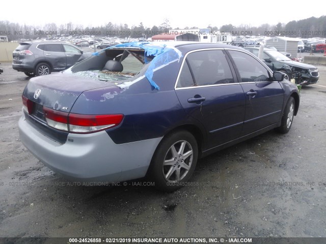 1HGCM56613A075185 - 2003 HONDA ACCORD EX BLUE photo 4