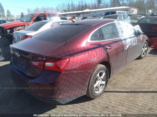 1G1ZB5STXGF254613 - 2016 CHEVROLET MALIBU LS MAROON photo 4