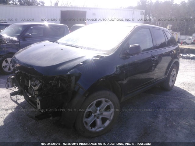 2FMDK3JC0CBA08894 - 2012 FORD EDGE SEL BLACK photo 2