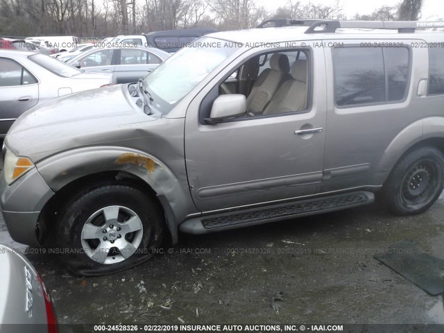 5N1AR18W67C633390 - 2007 NISSAN PATHFINDER LE/SE/XE GOLD photo 6