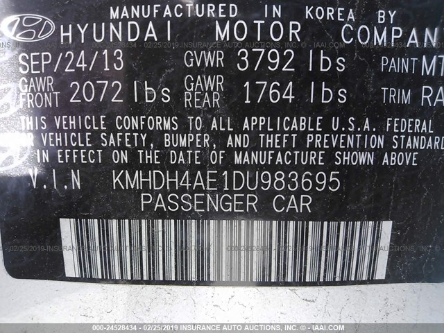 KMHDH4AE1DU983695 - 2013 HYUNDAI ELANTRA GLS/LIMITED SILVER photo 9