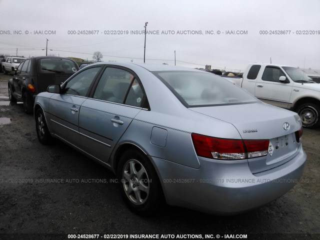 5NPEU46C86H117954 - 2006 HYUNDAI SONATA GLS/LX BLUE photo 3