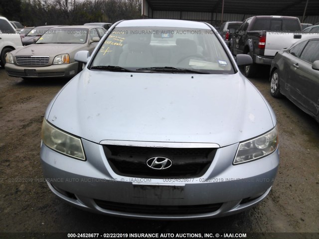 5NPEU46C86H117954 - 2006 HYUNDAI SONATA GLS/LX BLUE photo 6