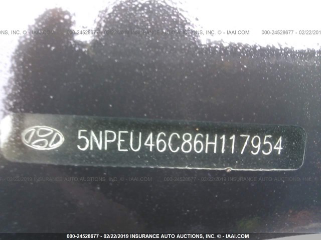 5NPEU46C86H117954 - 2006 HYUNDAI SONATA GLS/LX BLUE photo 9