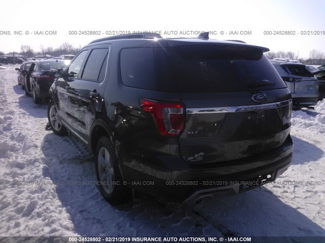 1FM5K8D84HGA32396 - 2017 FORD EXPLORER XLT BLACK photo 3