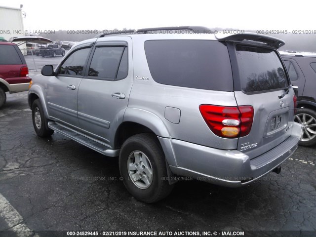5TDBT48A52S136841 - 2002 TOYOTA SEQUOIA LIMITED SILVER photo 3