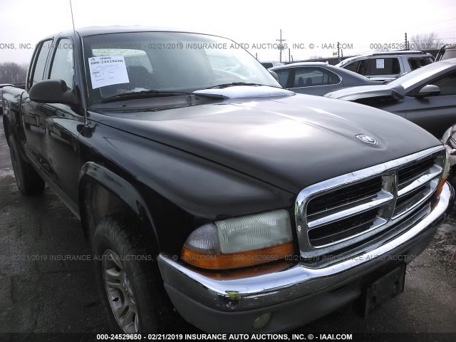 1D7HG48N04S659573 - 2004 DODGE DAKOTA QUAD SLT BLACK photo 1