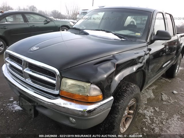 1D7HG48N04S659573 - 2004 DODGE DAKOTA QUAD SLT BLACK photo 2