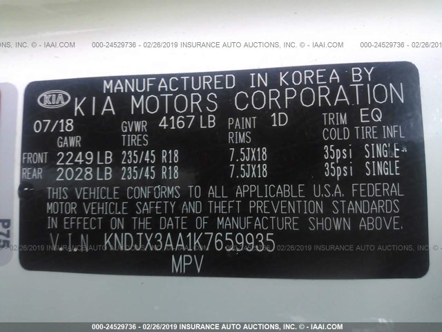 KNDJX3AA1K7659935 - 2019 KIA SOUL ! Ağ foto 9