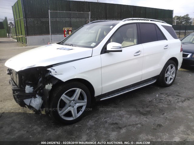 4JGDA5GB6FA535366 - 2015 MERCEDES-BENZ ML 400 4MATIC WHITE photo 2