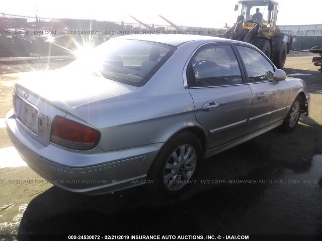 KMHWF35H84A015222 - 2004 HYUNDAI SONATA GLS/LX SILVER photo 4