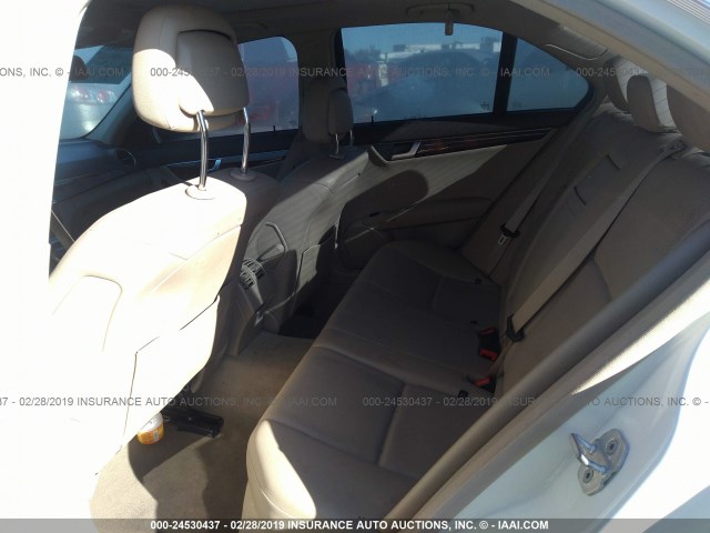 WDDGF4HB8CR234709 - 2012 MERCEDES-BENZ C 250 WHITE photo 8