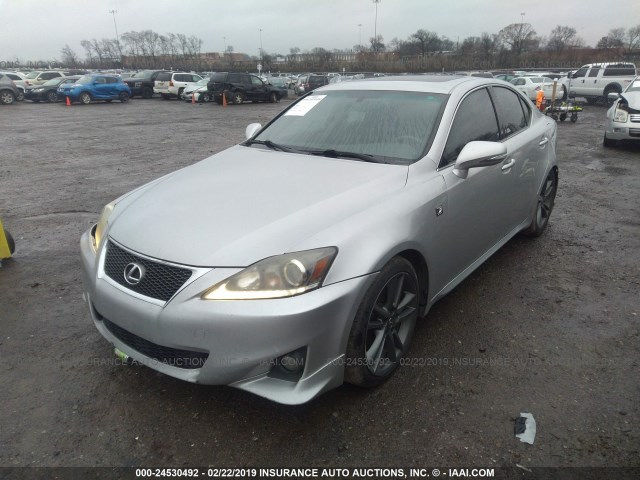 JTHBF5C27B5136633 - 2011 LEXUS IS 250 SILVER photo 2