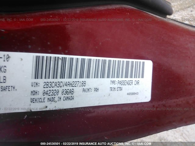 2B3CA3CV4AH227189 - 2010 DODGE CHARGER SXT RED photo 9