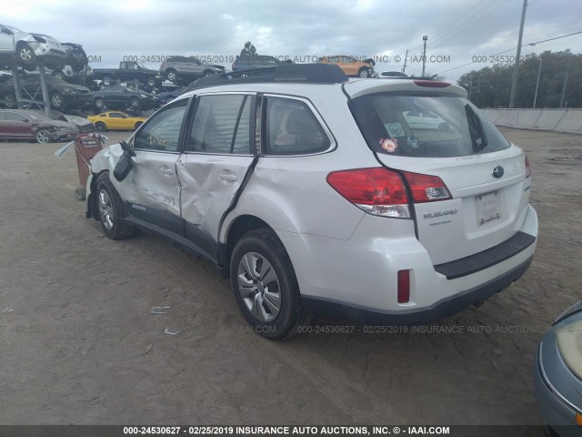 4S4BRCAC2A3378972 - 2010 SUBARU OUTBACK 2.5I WHITE photo 3