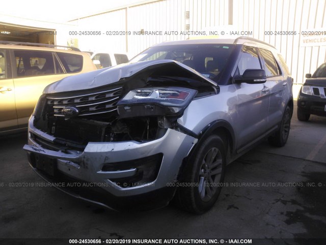 1FM5K7D86GGD12636 - 2016 FORD EXPLORER XLT SILVER photo 2