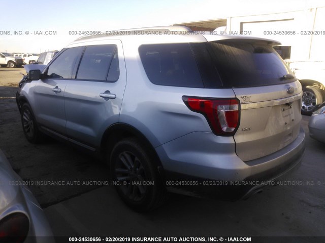 1FM5K7D86GGD12636 - 2016 FORD EXPLORER XLT SILVER photo 3