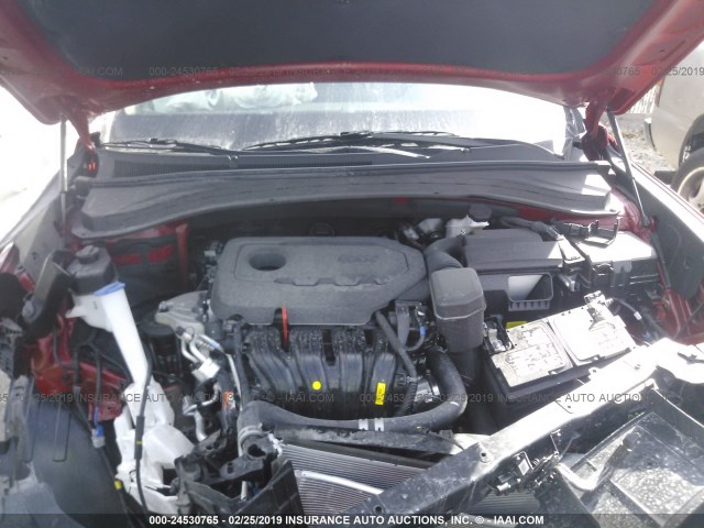 5NMS33AD2KH006968 - 2019 HYUNDAI SANTA FE RED photo 10