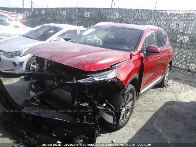 5NMS33AD2KH006968 - 2019 HYUNDAI SANTA FE RED photo 2