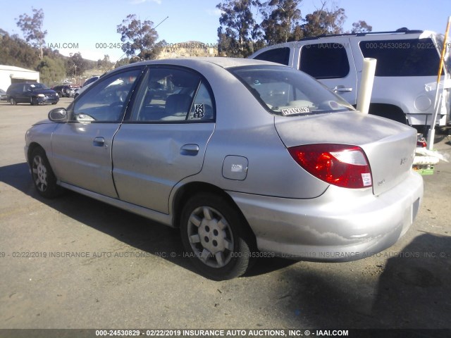 KNADC123926198080 - 2002 KIA RIO SILVER photo 3