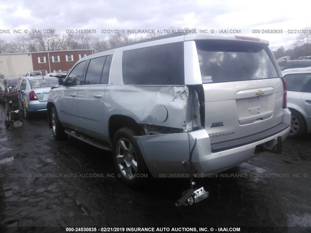 1GNSKJKC0FR555929 - 2015 CHEVROLET SUBURBAN K1500 LT SILVER photo 3