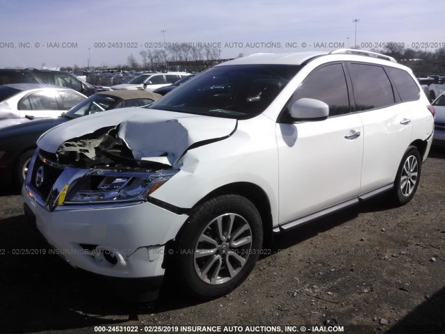 5N1AR2MMXFC694380 - 2015 NISSAN PATHFINDER S/SV/SL/PLATINUM WHITE photo 2