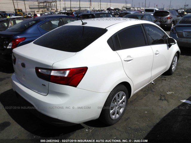 KNADM4A32C6090241 - 2012 KIA RIO LX WHITE photo 4