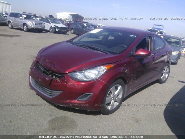 5NPDH4AE6DH345523 - 2013 HYUNDAI ELANTRA GLS/LIMITED RED photo 2