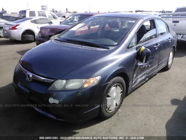 JHMFA36236S022930 - 2006 HONDA CIVIC HYBRID BLUE photo 2