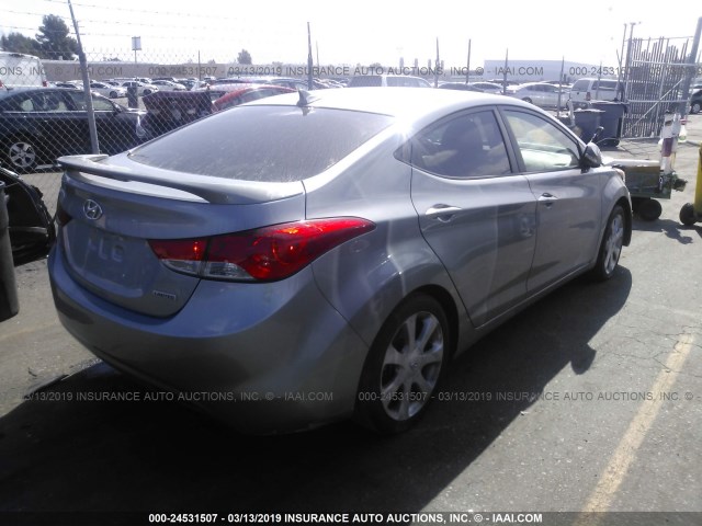 KMHDH4AE4DU906285 - 2013 HYUNDAI ELANTRA GLS/LIMITED SILVER photo 4