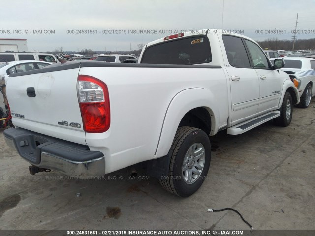 5TBDT44186S535160 - 2006 TOYOTA TUNDRA DOUBLE CAB SR5 WHITE photo 4