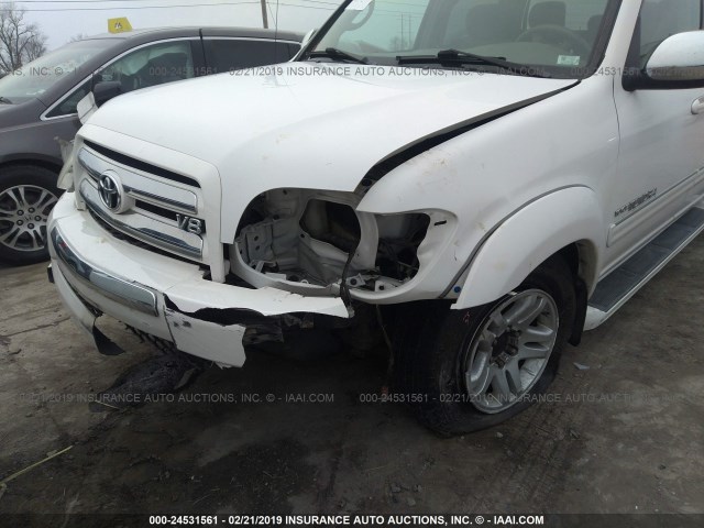 5TBDT44186S535160 - 2006 TOYOTA TUNDRA DOUBLE CAB SR5 WHITE photo 6